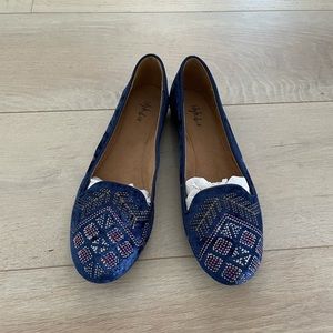 Blue Velvet Flats